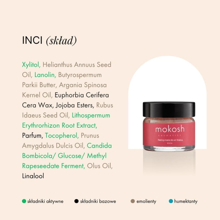 Mokosh Peeling do ust malina 15ml