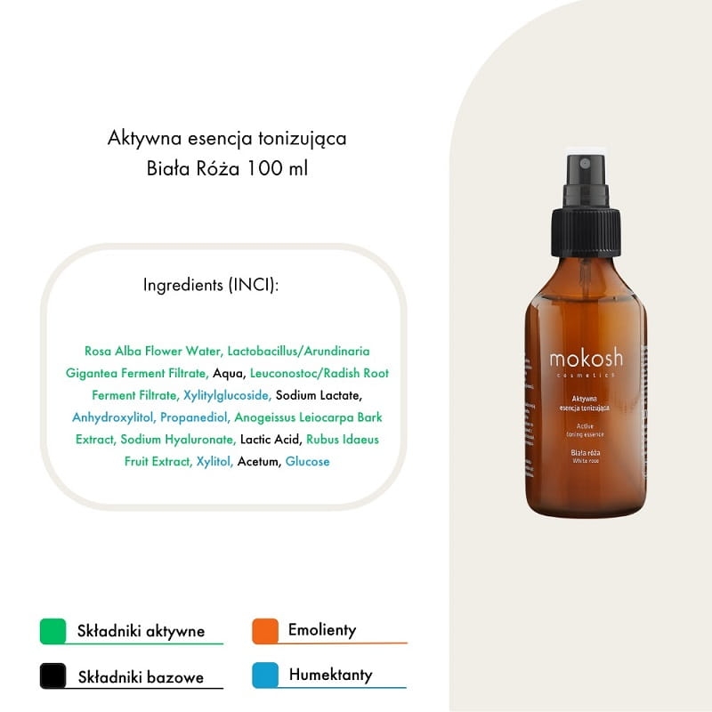 Mokosh Aktywna esencja tonizująca biała róża 100ml