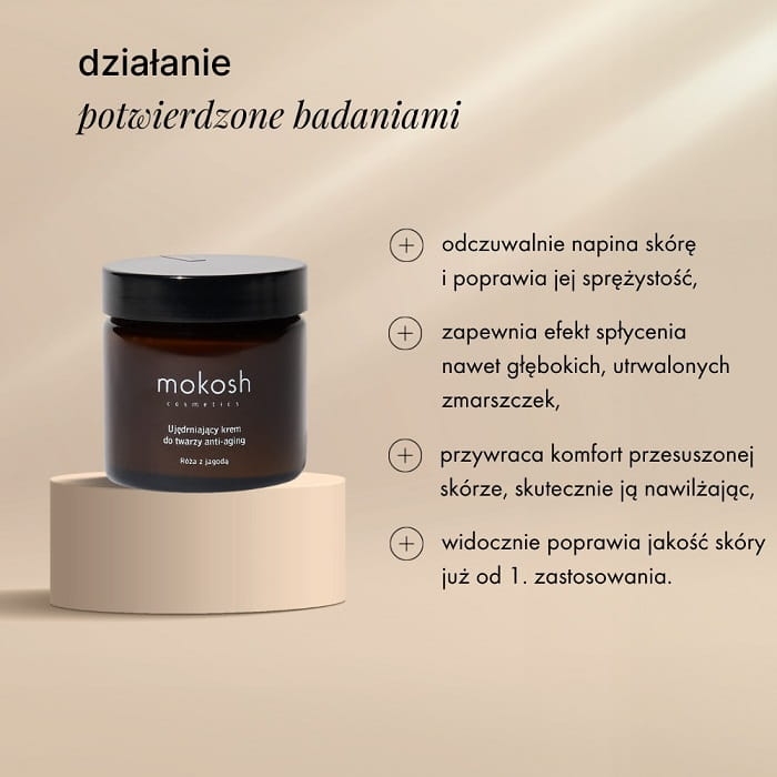 Mokosh Ujędrniający krem do twarzy anti-aging róża z jagodą 60ml