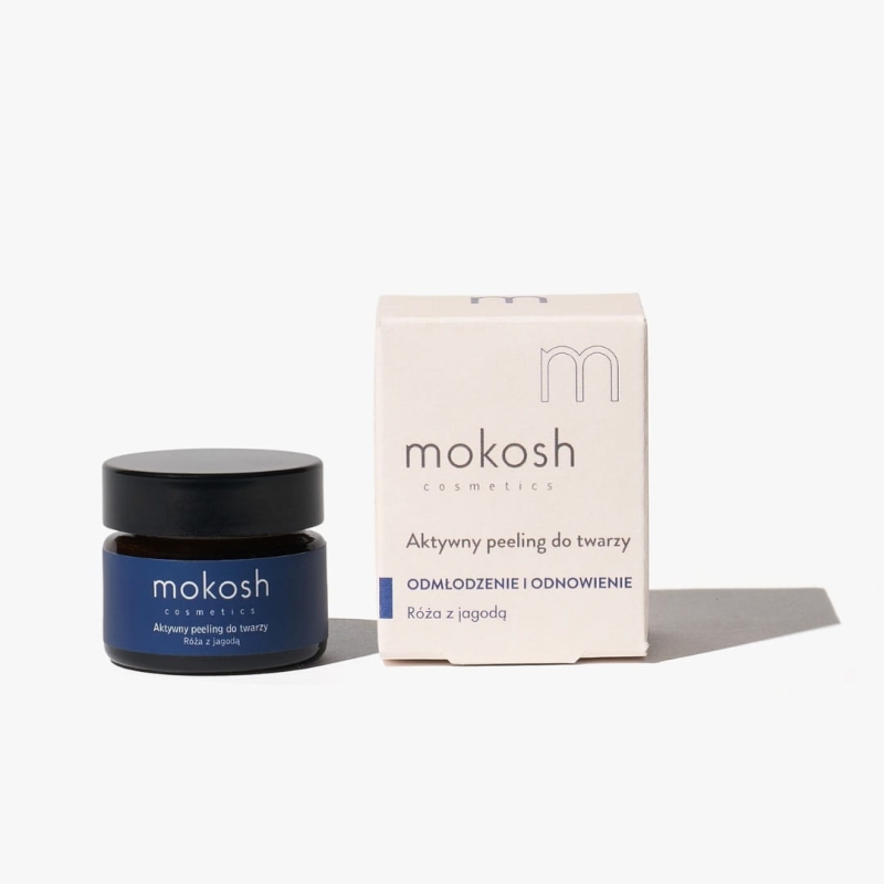 Mokosh Aktywny peeling do twarzy róża z jagodą mini 15ml