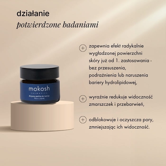 Mokosh Aktywny peeling do twarzy róża z jagodą mini 15ml