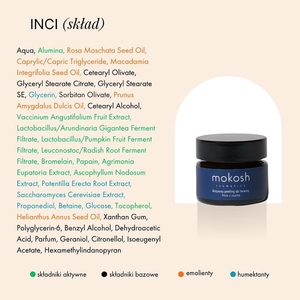 Mokosh Aktywny peeling do twarzy róża z jagodą mini 15ml