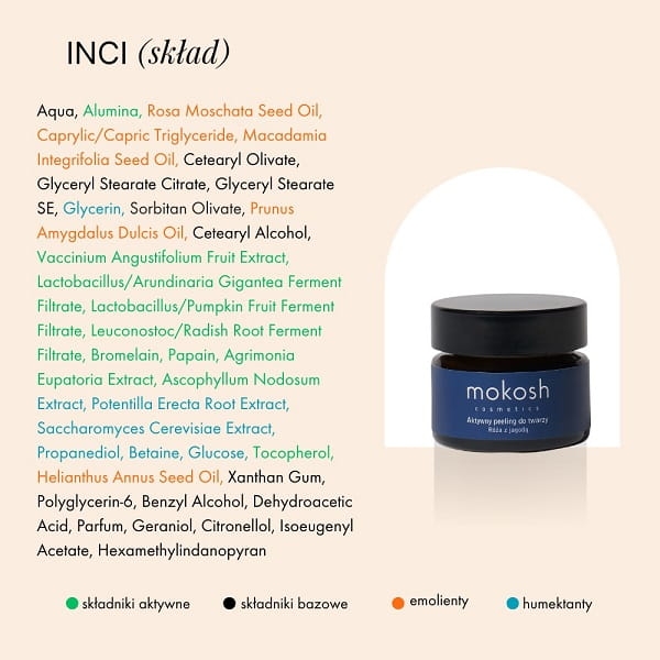 Mokosh Aktywny peeling do twarzy róża z jagodą mini 15ml