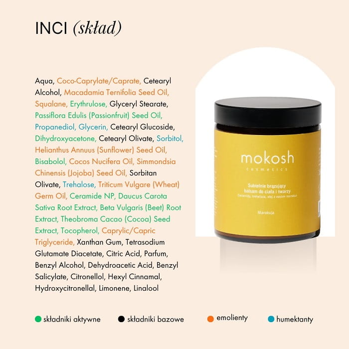 Mokosh subtelnie brązujący balsam do ciała i twarzy marakuja 180ml