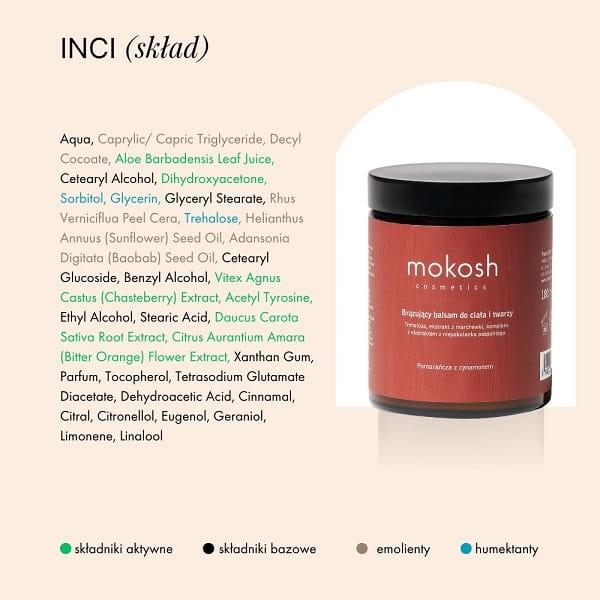 Mokosh Brązujący balsam do ciała i twarzy pomarańcza z cynamonem 180ml