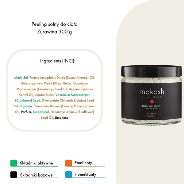 Mokosh Peeling solny do ciała żurawina 300g