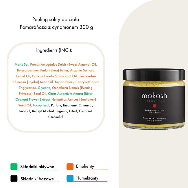 Mokosh Peeling solny do ciała pomarańcza z cynamonem 300g