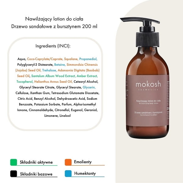 Mokosh Nawilżający lotion do ciała drzewo sandałowe z bursztynem 200ml