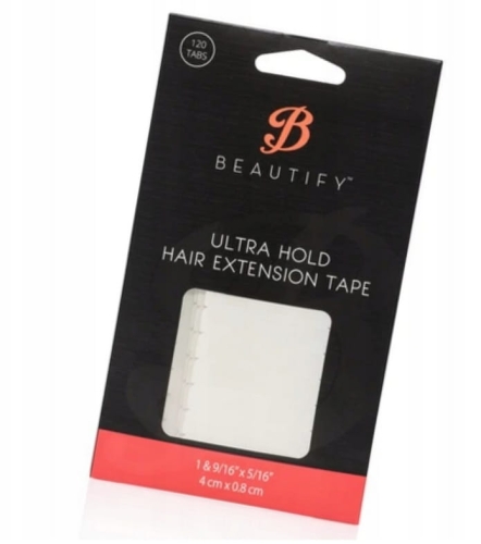 Beutify ultra hold Taśma do przedłużania włosów w paskach 4cm x 0,8cm 120 sztuk.jpg