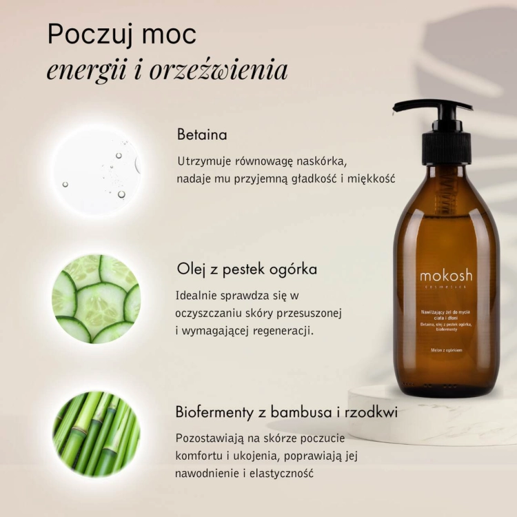 Mokosh Nawilżający żel do mycia ciała melon z ogórkiem 300ml