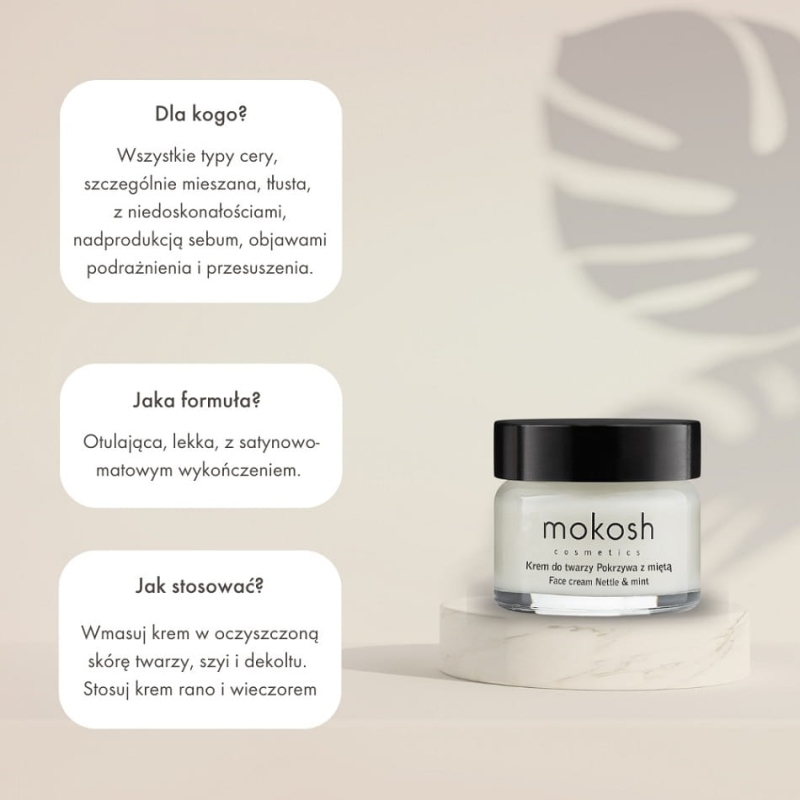 Mokosh Kojąco nawilżający krem pokrzywa z miętą 15ml