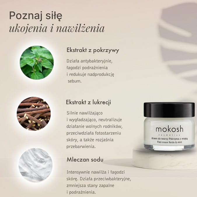 Mokosh Kojąco nawilżający krem pokrzywa z miętą 15ml