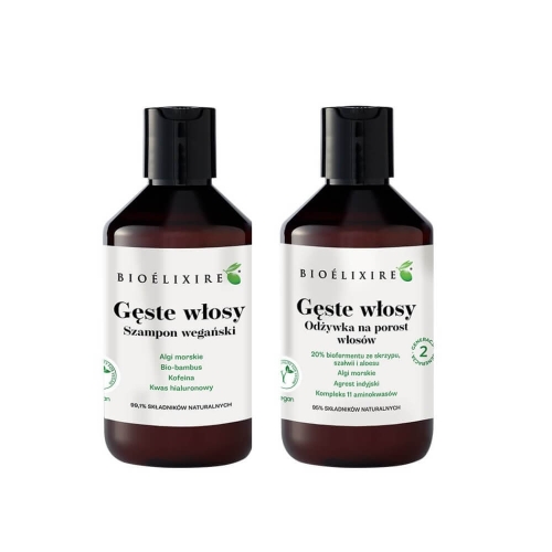 Bioelixire Gęste włosy Zestaw Wegański szampon i odżywka przeciw wypadaniu włosów 2x300ml.jpg