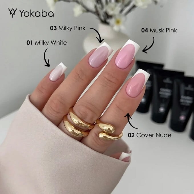 Yokaba acrylgel polyflex Akrylożel do paznokci 03 milky pink 60g