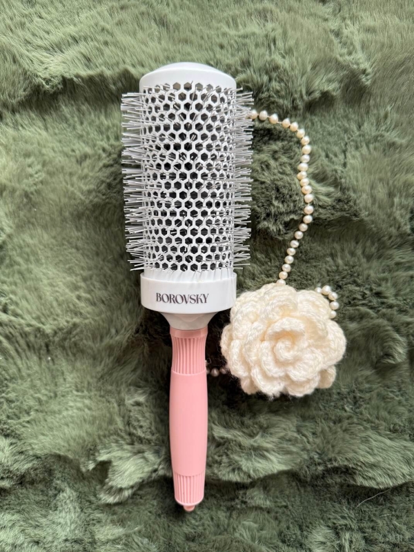 Borovsky Szczotka ceramiczna do włosów 53mm pink + gumka scrunchie.jpg