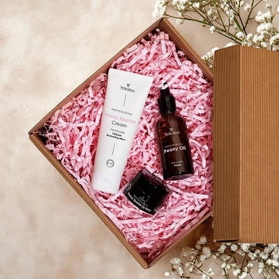 Yokaba peony blossom zestaw prezentowy krem 75ml olejek 50ml i balsam do ust 15ml