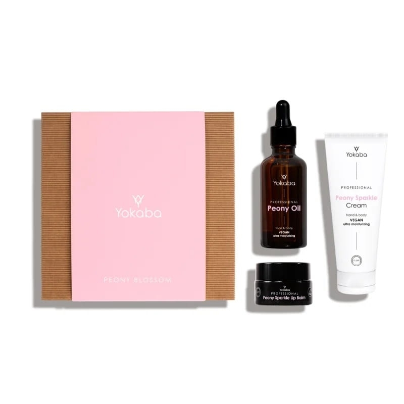 Yokaba peony blossom zestaw prezentowy krem 75ml olejek 50ml i balsam do ust 15ml