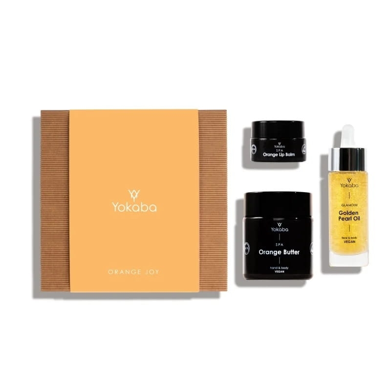 Yokaba orange joy zestaw prezentowy olejek do twarzy i ciała 30ml masełko do ciała 100ml balsam do ust 15ml