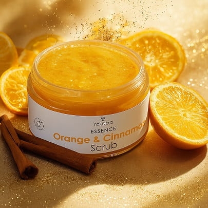 Yokaba sparkling orange zestaw prezentowy olejek 50ml masło do ciała 200ml peeling do ciała 250g