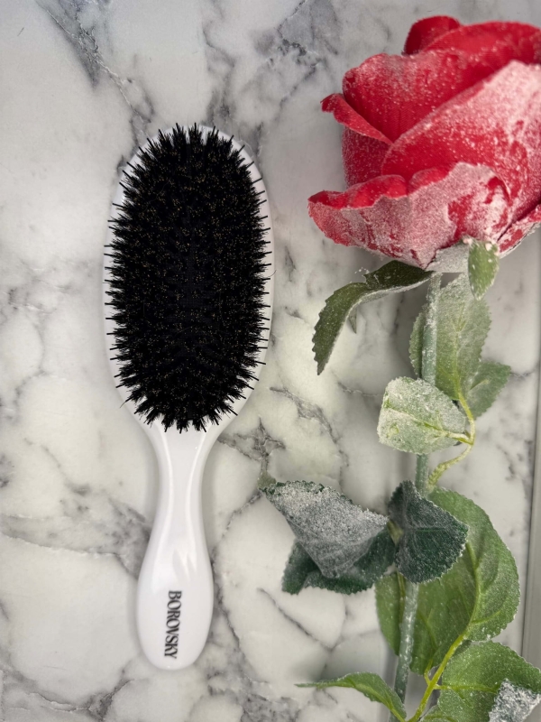 Borovsky extensions white pearl pro Szczotka do włosów przedłużanych włosie dzika + nylon.jpg