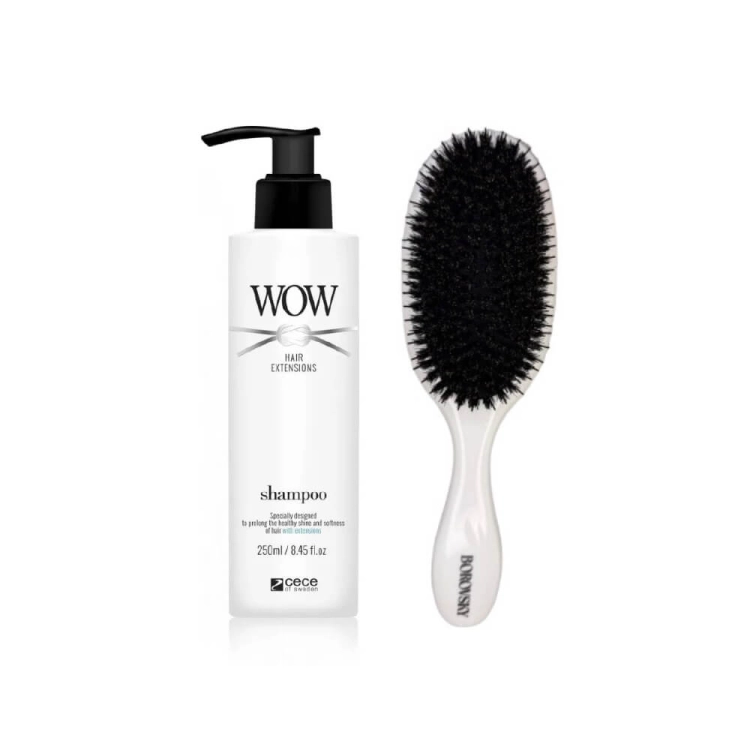 Cece Wow Extensions Zestaw do włosów przedłużanych Szampon 250ml + Szczotka Borovsky.jpg