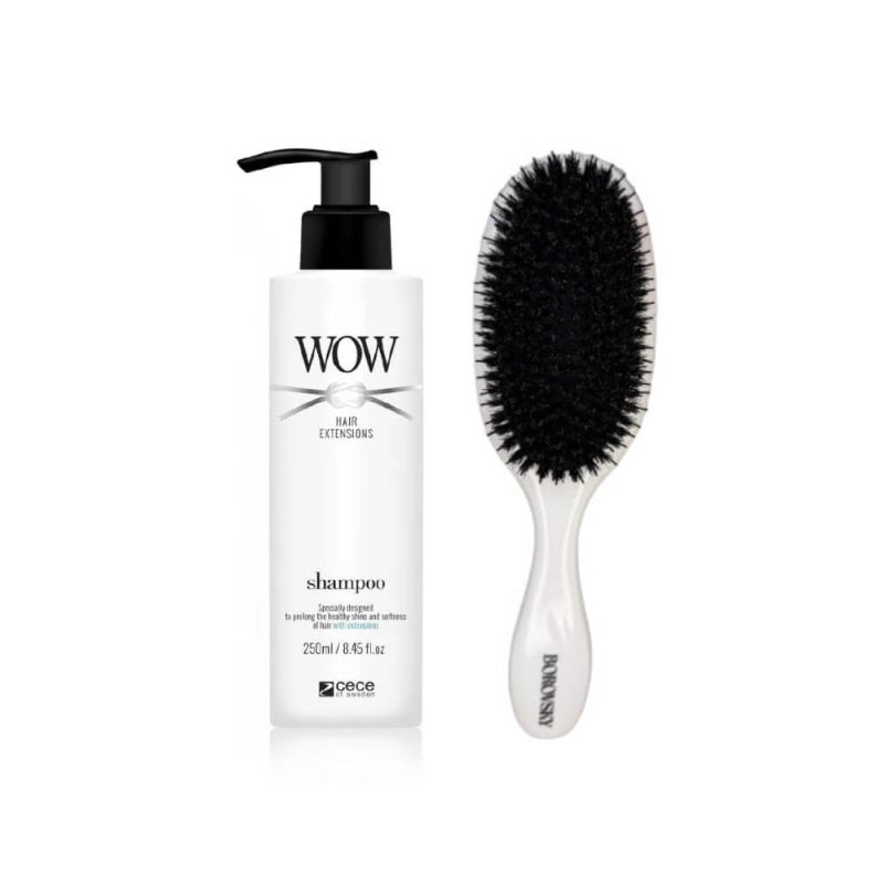 Cece Wow Extensions Zestaw do włosów przedłużanych Szampon 250ml + Szczotka Borovsky.jpg