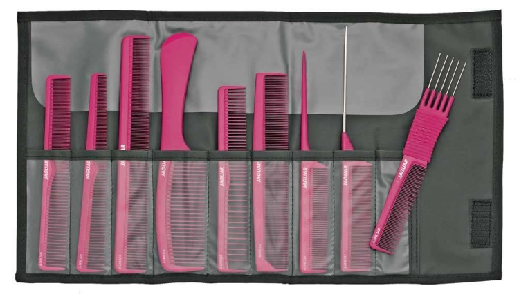 Grzebienie antystatyczne Jaguar a-line pink Zestaw w etui, różowe.jpg