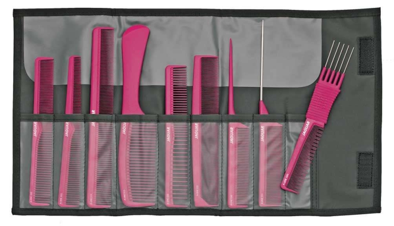 Grzebienie antystatyczne Jaguar a-line pink Zestaw w etui, różowe.jpg