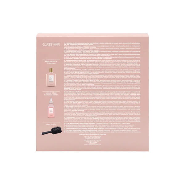 Alfaparf lisse design glass hair Zestaw do włosów Szampon 250ml Woda lamelarna 250ml Szczotka.jpg