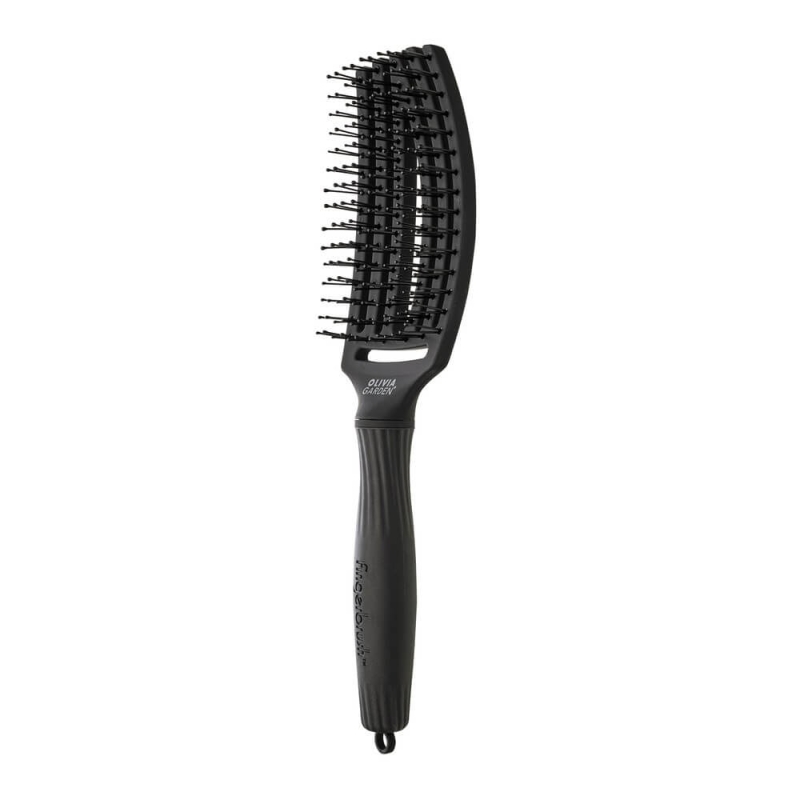 Olivia Garden finger brush double bristles full black Szczotka do włosów nylonowa czarna rozmiar M.jpg