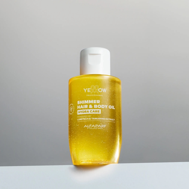 Yellow glow shimmer Olejek rozświetlająco nawilżający do włosów i ciała 100ml.jpg