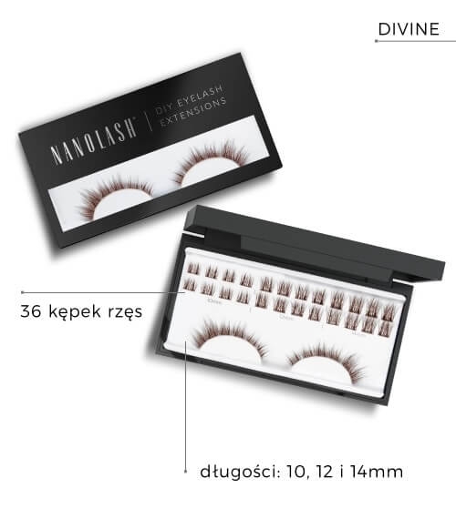 Nanolash diy eyelash extensions Rzęsy bondingowe w kępkach 36 szt divine brown.jpg