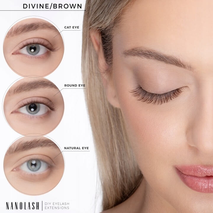 Nanolash diy eyelash extensions Rzęsy bondingowe w kępkach 36 szt divine brown.jpg