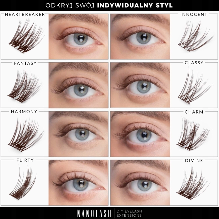 Nanolash diy eyelash extensions Brązowe rzęsy bondingowe w kępkach.jpg