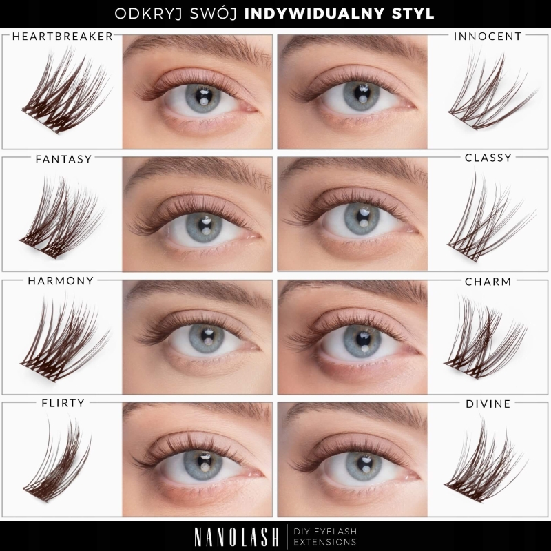 Nanolash diy eyelash extensions Brązowe rzęsy bondingowe w kępkach.jpg