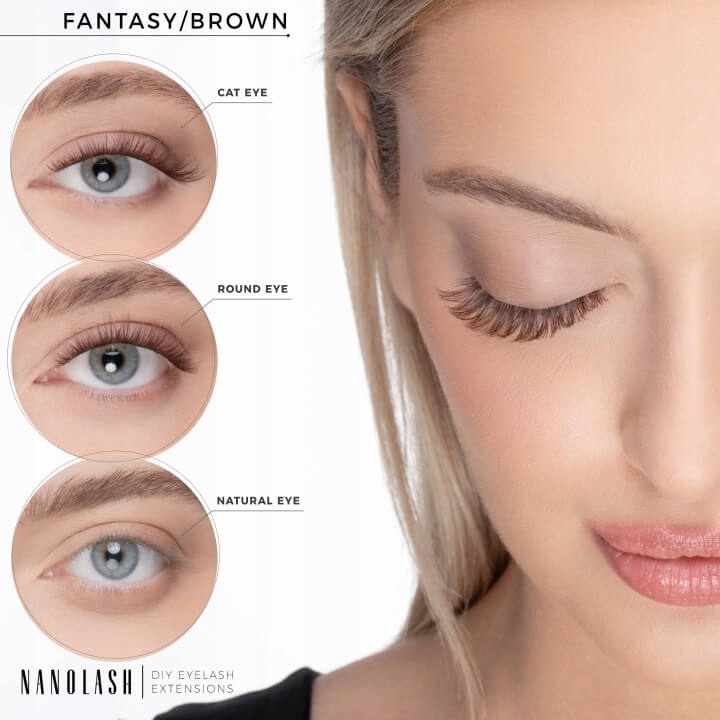 Nanolash diy eyelash extensions Rzęsy bondingowe w kępkach 36 szt fantasy brown.jpg
