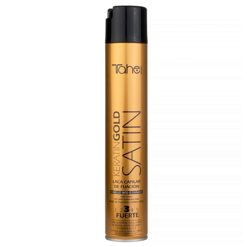 Tahe keratin gold satin Mocny lakier do włosów suchych i zniszczonych 400ml.jpg