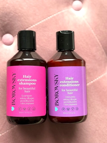 Borovsky hair extensions Zestaw do włosów przedłużanych Szampon 300ml Odżywka 300ml