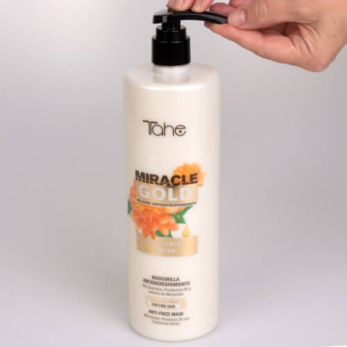 Tahe miracle gold anti frizz Wygładzająca maska do włosów cienkich 1000ml.jpg