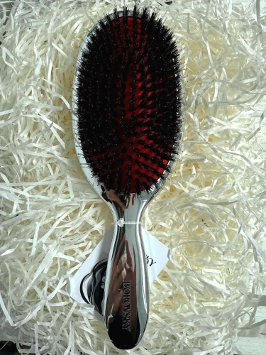 Borovsky brush Szczotka do włosów przedłużanych włosie dzika i nylon Silver srebrna