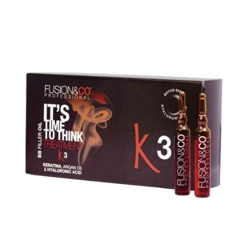 Exclusive fusion & co treatment k3 Ampułki do włosów z keratyną i olejem arganowym efekt boto x 20x12ml