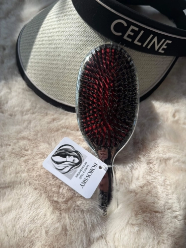 Borovsky brush Szczotka do włosów przedłużanych włosie dzika i nylon Silver srebrna