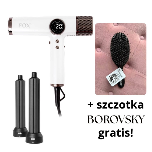 Fox pearl Suszarka do włosów z jonizacją, dyfuzorem i dyszami lokującymi 1800w + szczotka