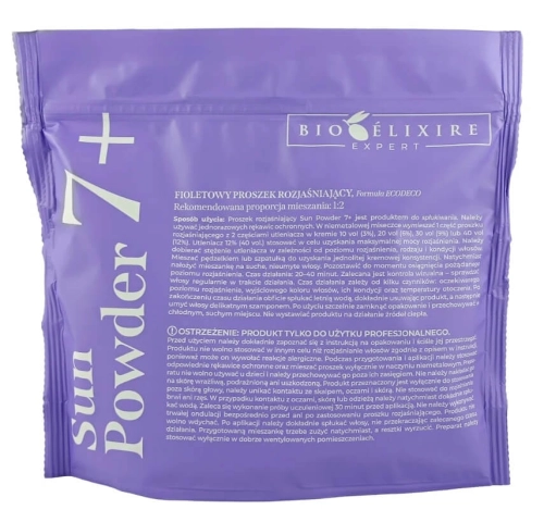 Bioelixire Rozjaśniacz do 7-9 tonów Sun powder 7/9 Proszek rozjaśniający fioletowy 500g