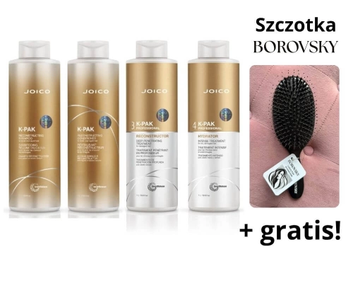 Joico k-pak Zestaw do domowej odbudowy włosów 4x1000ml + szczotka