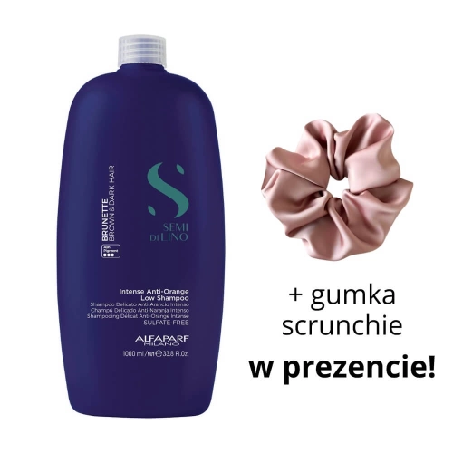 Alfaparf sdl anti-orange Szampon niebieski do włosów brązowych, kasztanowych i ciemniejszych 1000ml + scrunchie