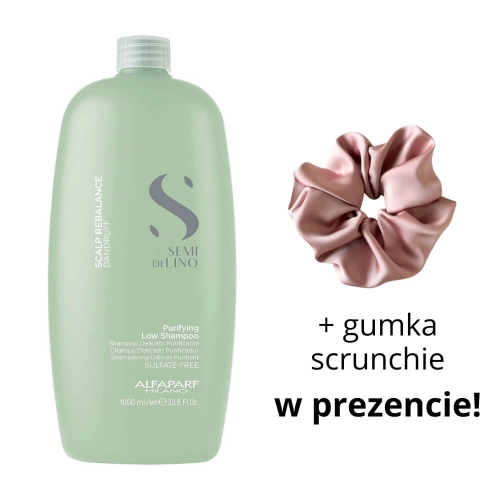 ALFAPARF SDL SCALP REBALANCE Szampon przeciwłupieżowy Puryfing Low Shampoo 1l + scrunchie