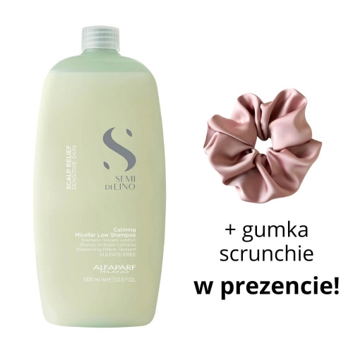 ALFAPARF SDL SCALP RELIEF Szampon łagodzący Calming micellar low shampoo 1l + scrunchie