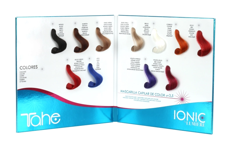 Maska koloryzująca Tahe lumiere ionic pH 3,5 paleta kolorów.jpg