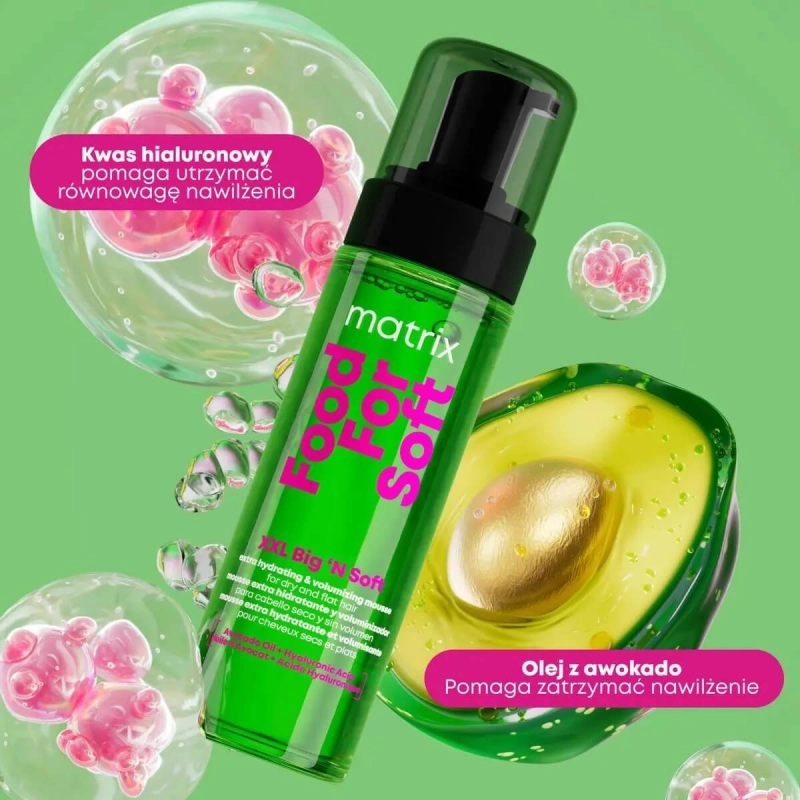 Matrix food for soft Nawilżająca pianka dodająca objętości do włosów suchych 200ml.jpg